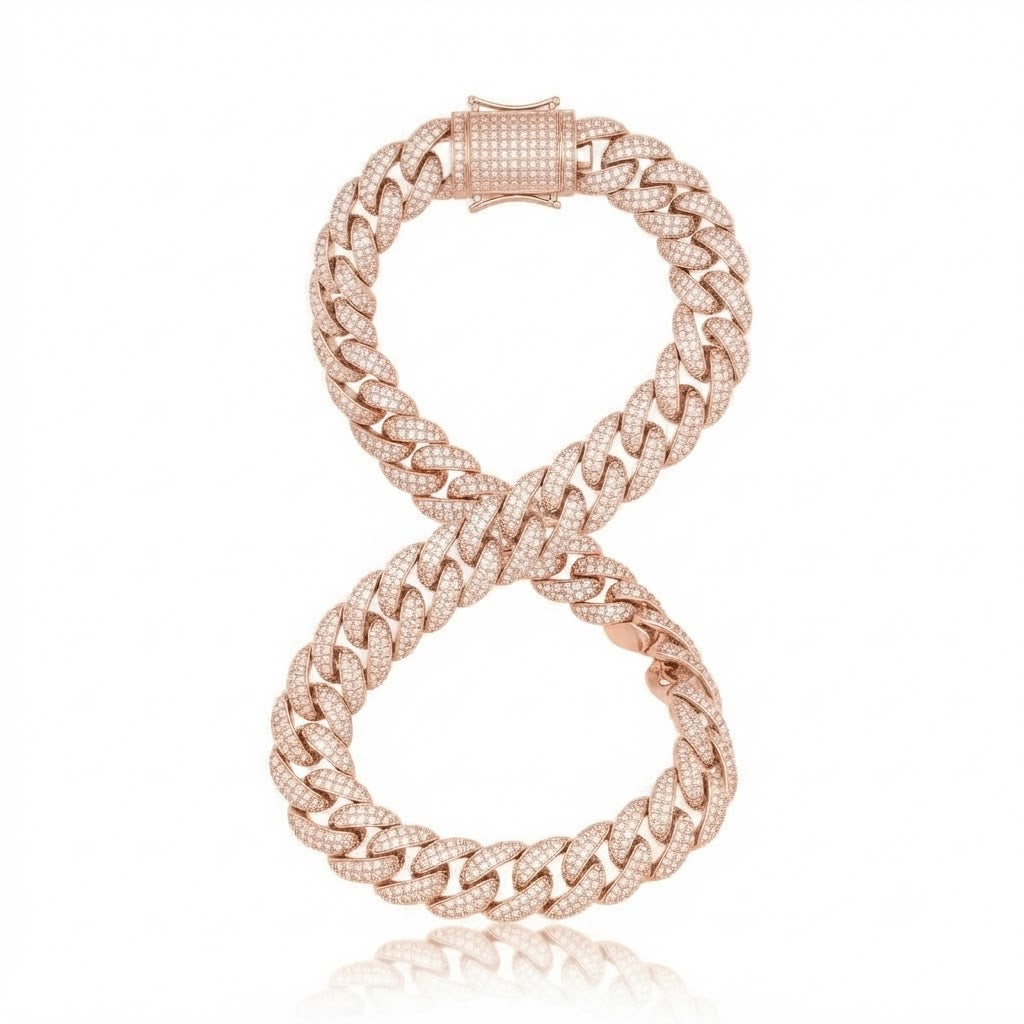 8MM Pave Cuban Link Moissanite Bracelet with Box Clasp for Men