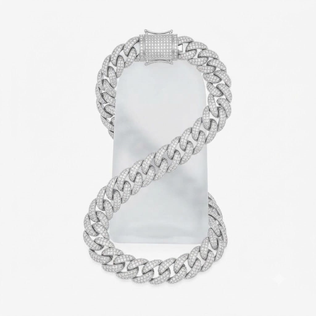 8MM Pave Cuban Link Moissanite Bracelet with Box Clasp for Men