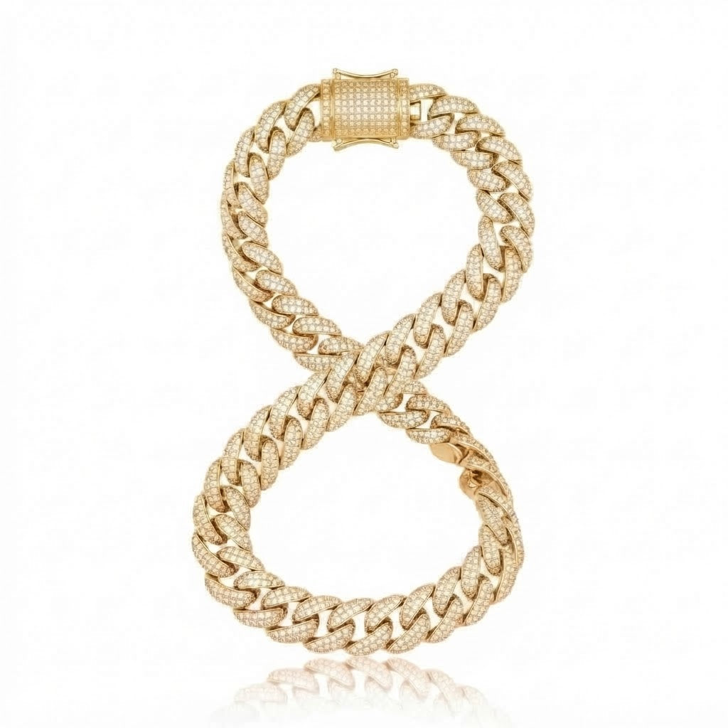 8MM Pave Cuban Link Moissanite Bracelet with Box Clasp for Men