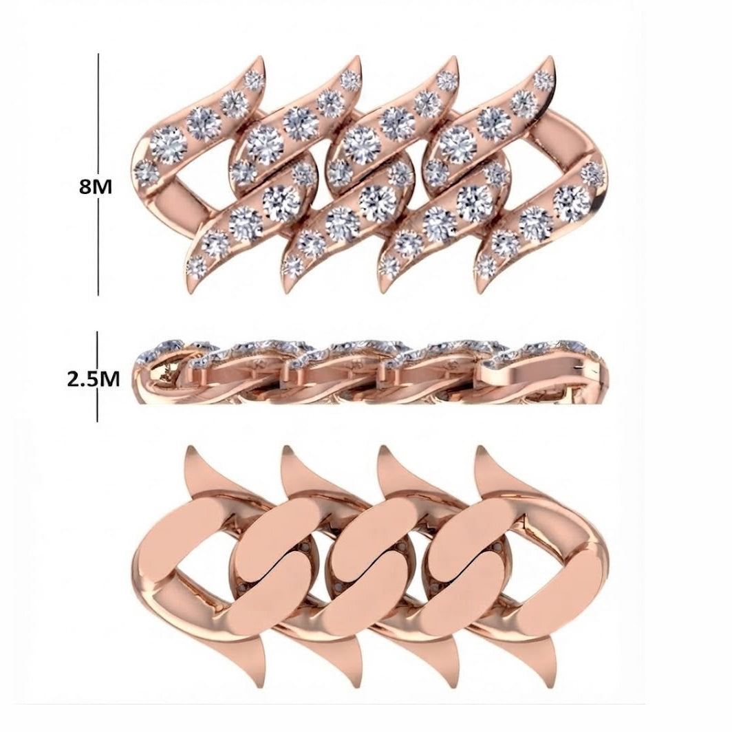 8MM Moissanite Spiked Cuban Link Bracelet with Box Clasp