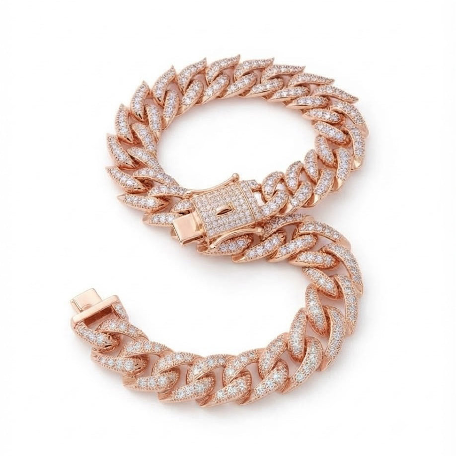 8MM Moissanite Spiked Cuban Link Bracelet with Box Clasp