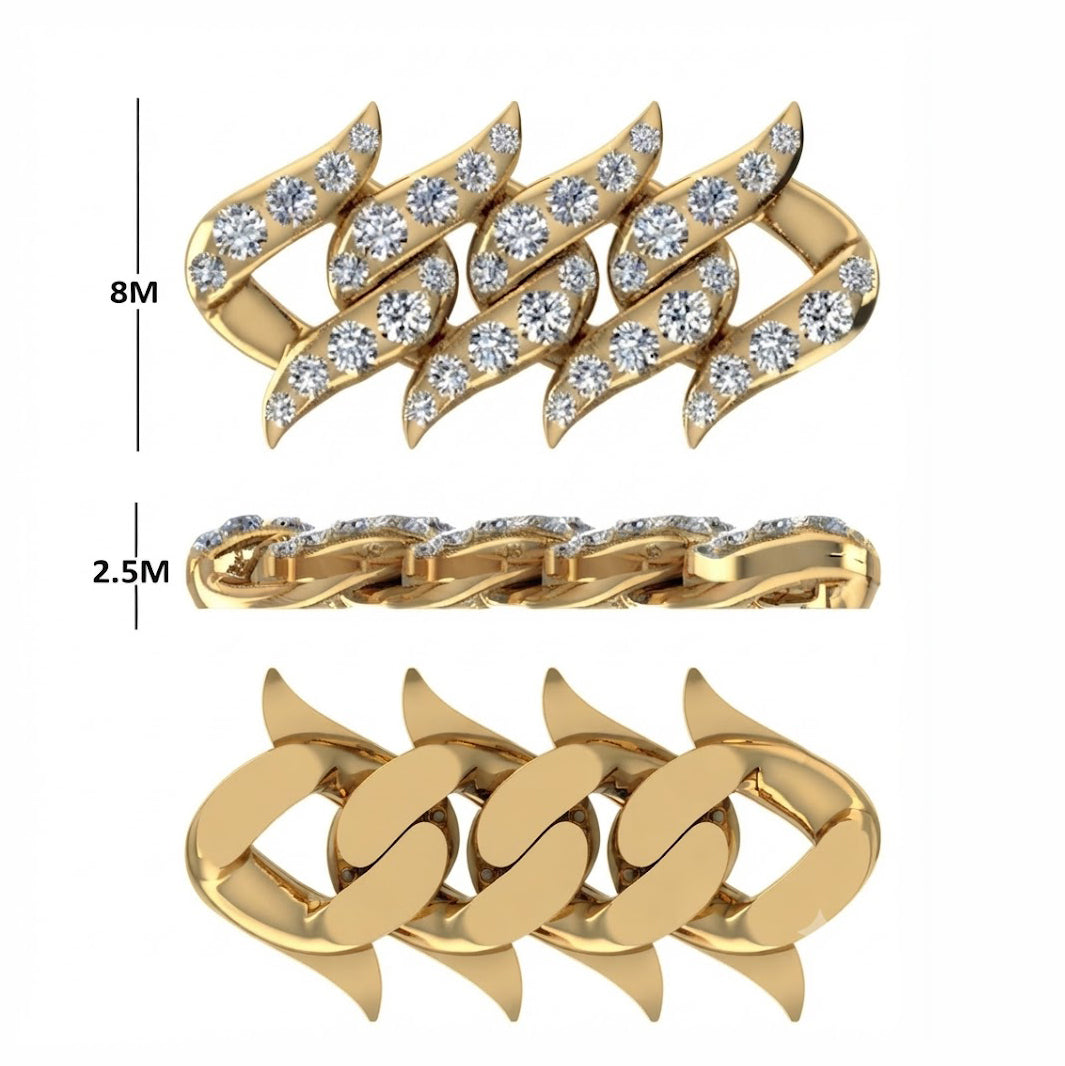 8MM Moissanite Spiked Cuban Link Bracelet with Box Clasp