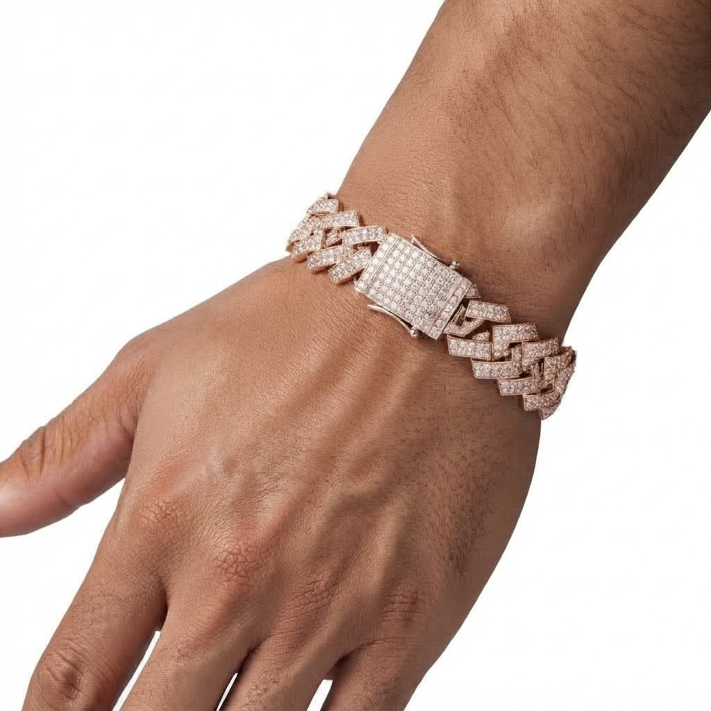 10mm Full Pave Moissanite Diamond Cuban Link Bracelet