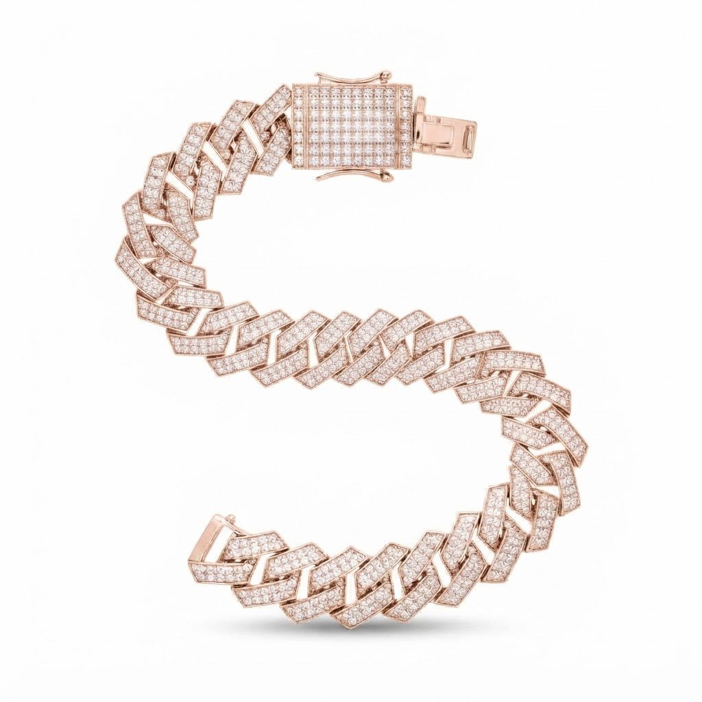10mm Full Pave Moissanite Diamond Cuban Link Bracelet