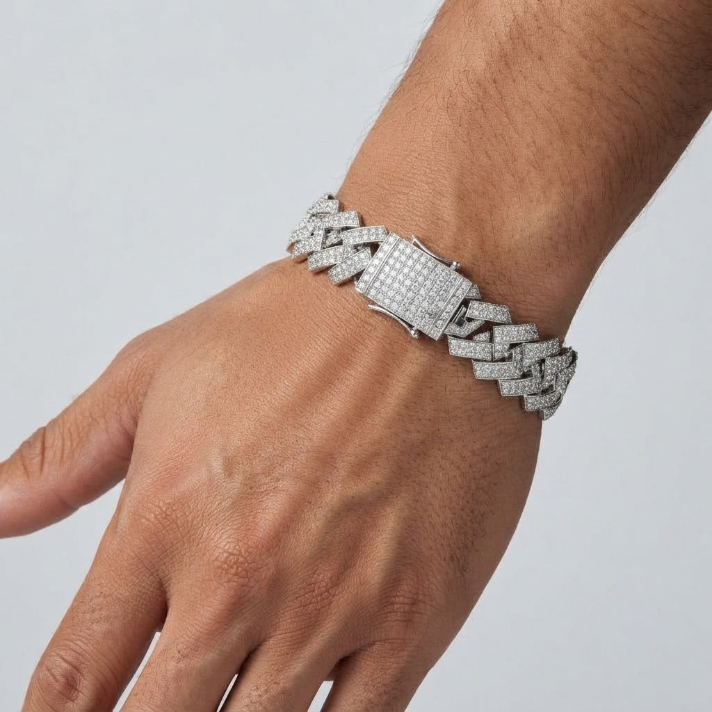10mm Full Pave Moissanite Diamond Cuban Link Bracelet
