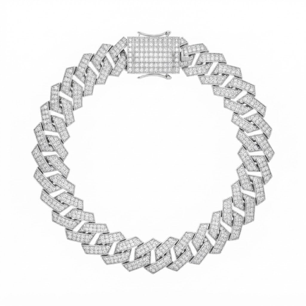 10mm Full Pave Moissanite Diamond Cuban Link Bracelet