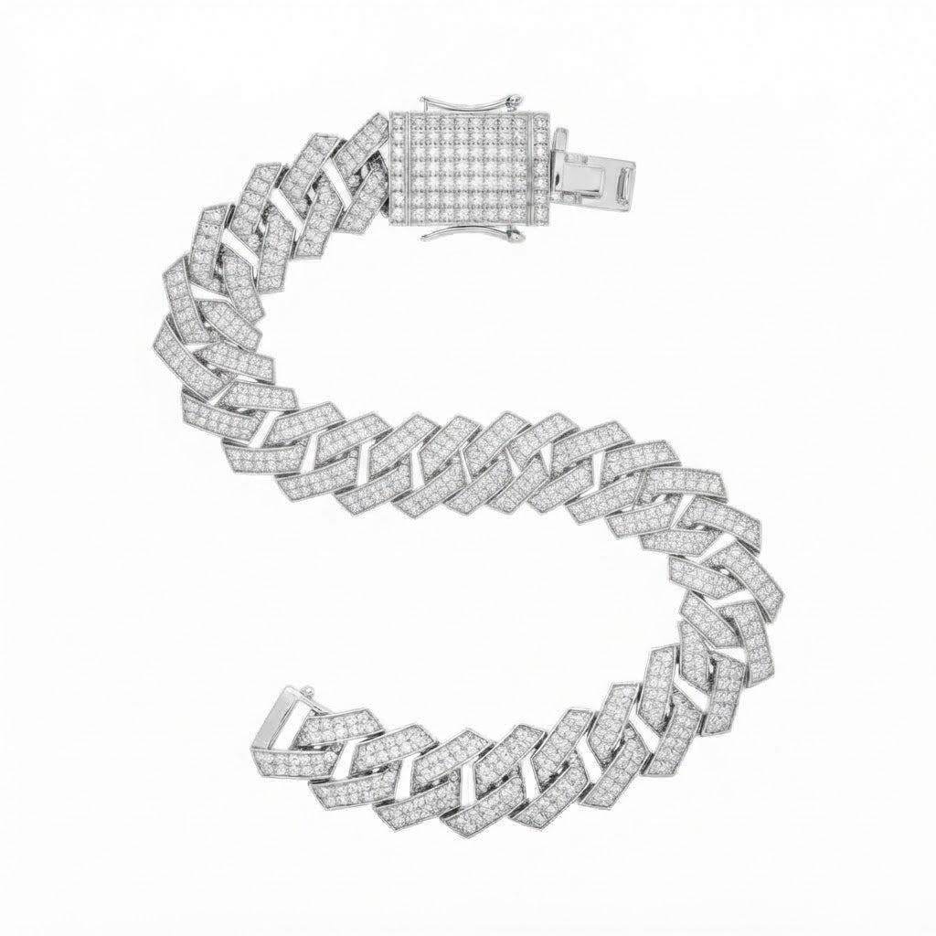 10mm Full Pave Moissanite Diamond Cuban Link Bracelet