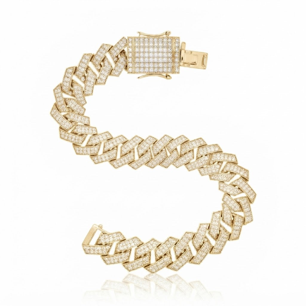 10mm Full Pave Moissanite Diamond Cuban Link Bracelet
