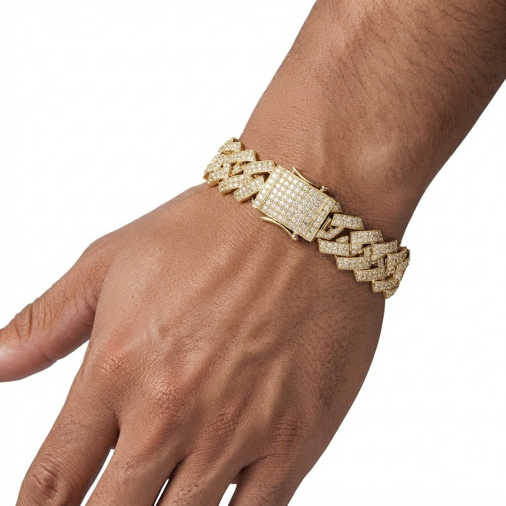 10mm Full Pave Moissanite Diamond Cuban Link Bracelet