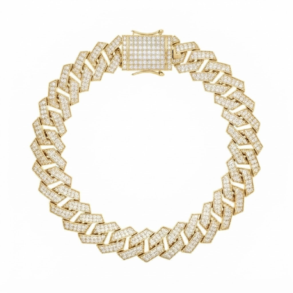 10mm Full Pave Moissanite Diamond Cuban Link Bracelet