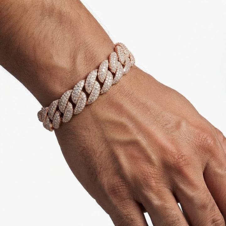 10mm Full Pave Moissanite Round Diamond Cuban Link Bracelet