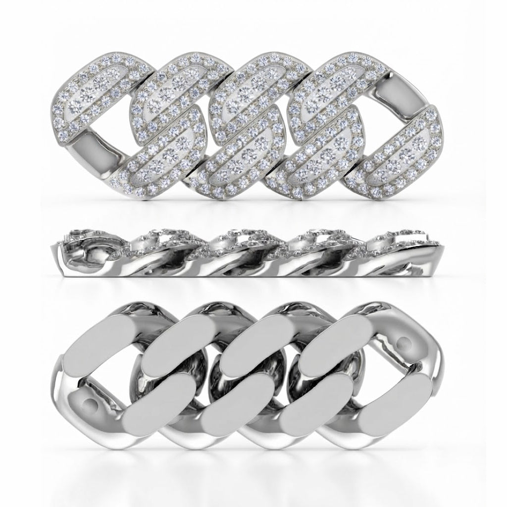 10mm Full Pave Moissanite Round Diamond Cuban Link Bracelet
