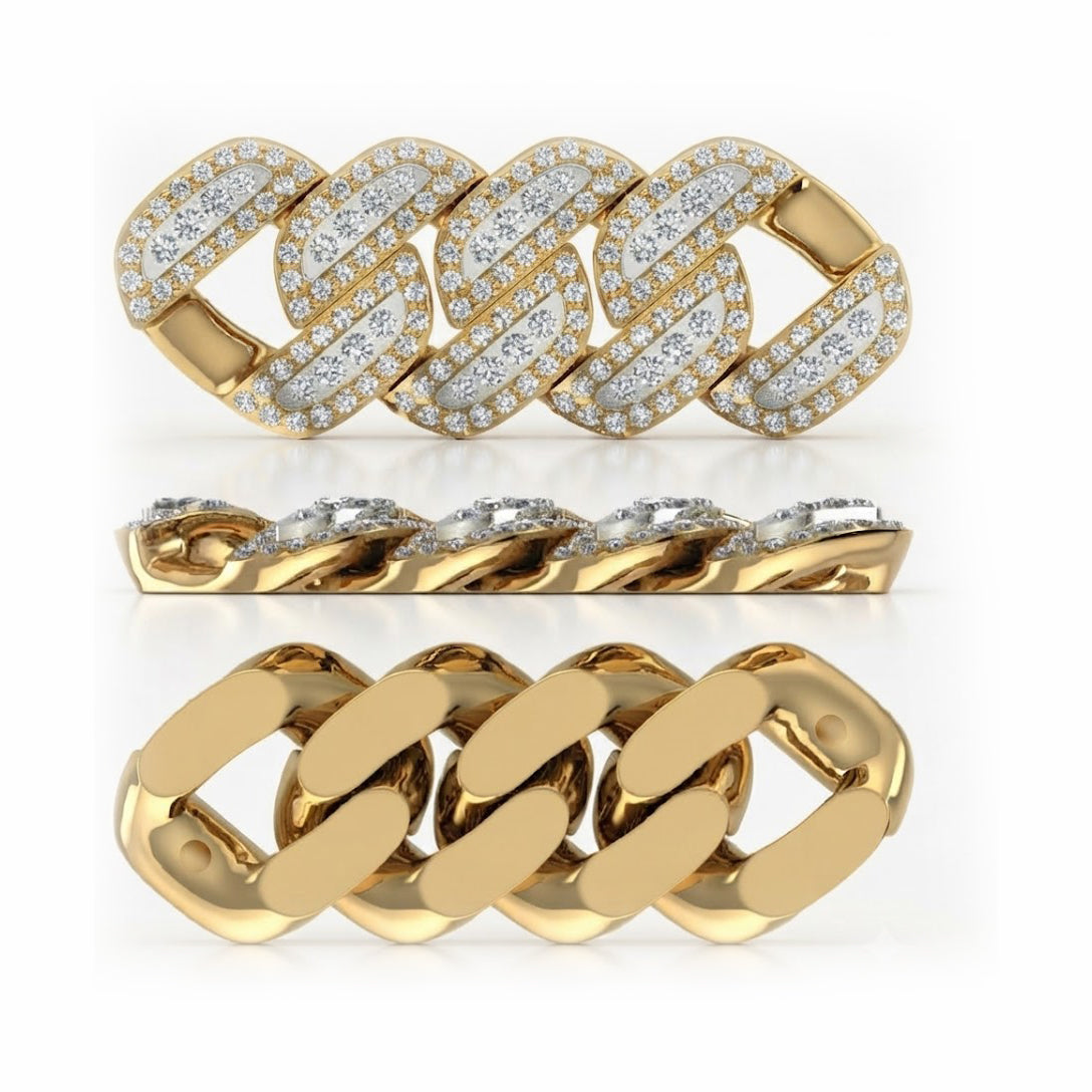 10mm Full Pave Moissanite Round Diamond Cuban Link Bracelet