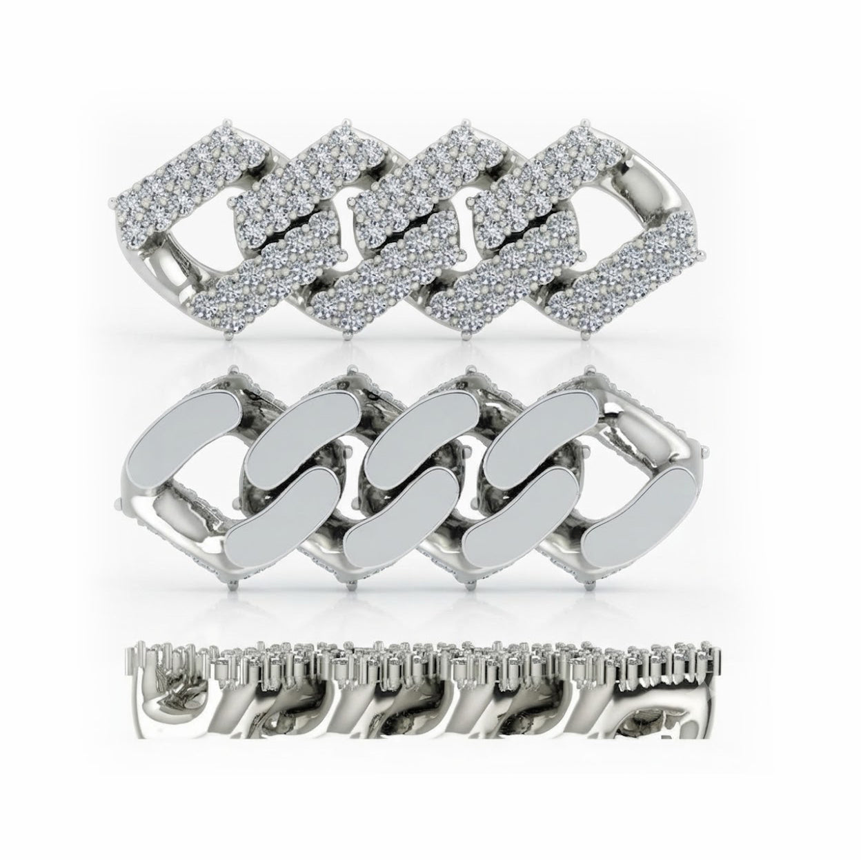 12mm Full Pave Moissanite Cuban Link Bracelet with Pave Box Clasp