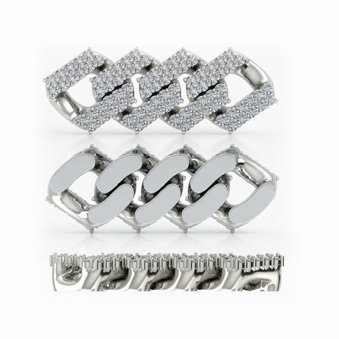12mm Full Pave Moissanite Cuban Link Bracelet with Pave Box Clasp