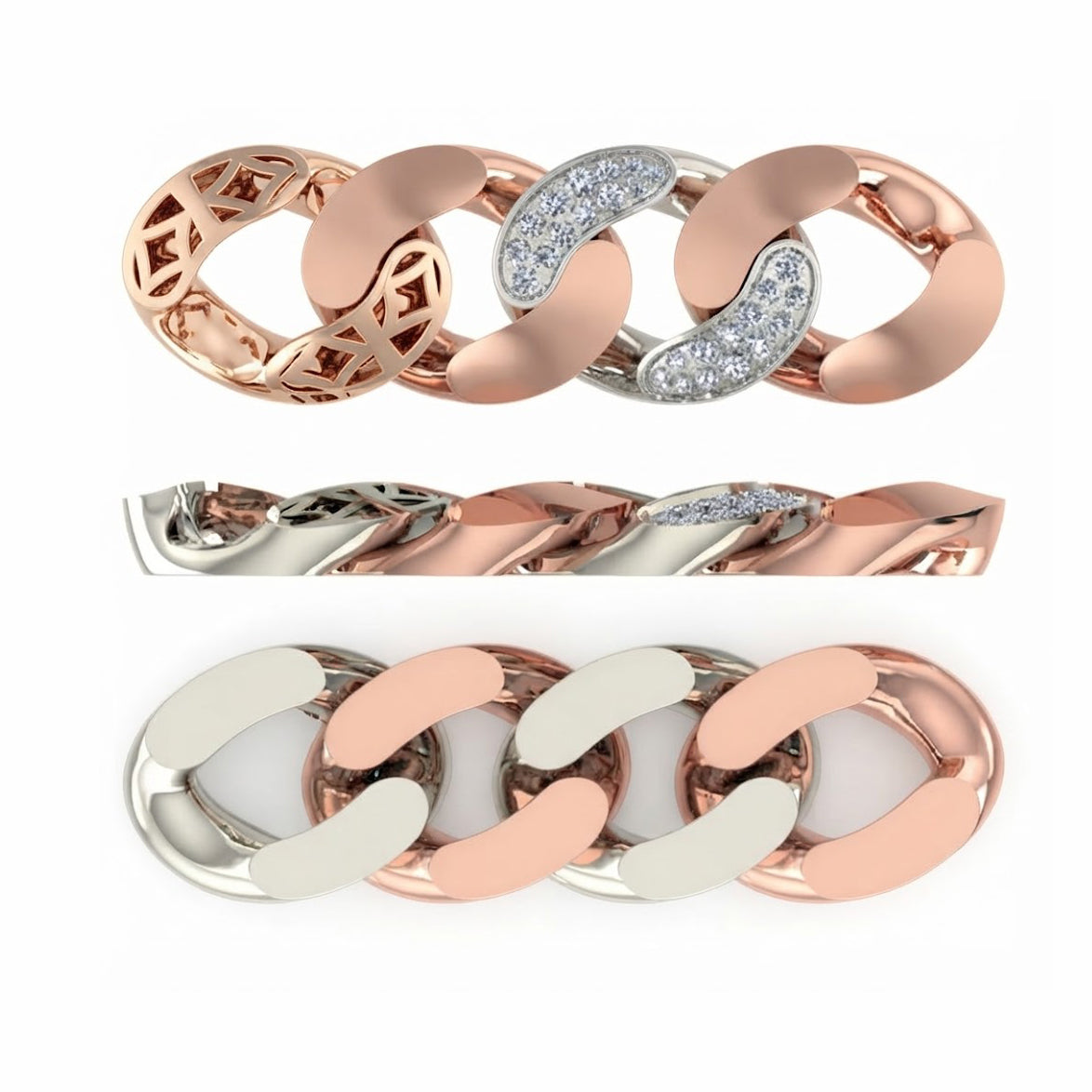 13mm Moissanite Alternating Pave Setting Cuban Link Bracelet