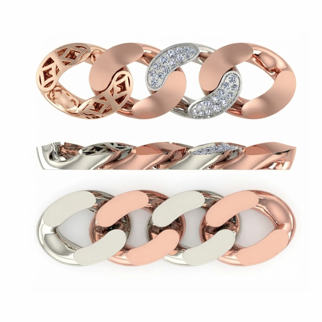 13mm Moissanite Alternating Pave Setting Cuban Link Bracelet