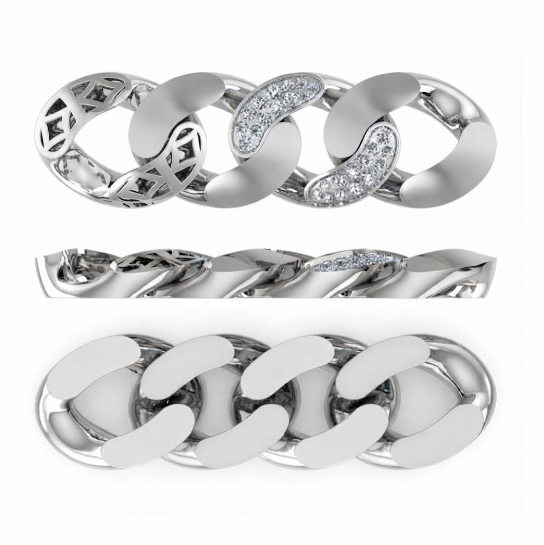 13mm Moissanite Alternating Pave Setting Cuban Link Bracelet