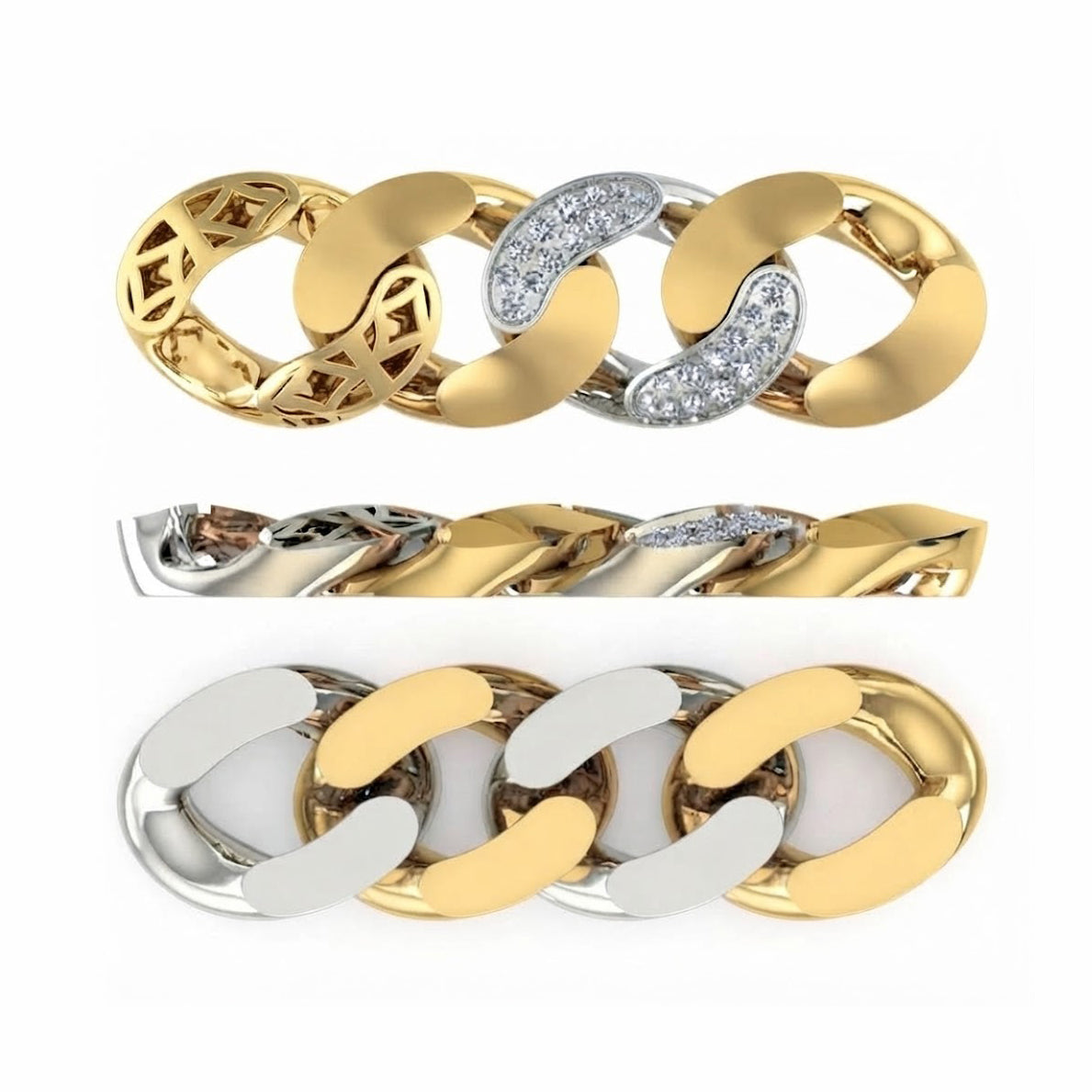 13mm Moissanite Alternating Pave Setting Cuban Link Bracelet