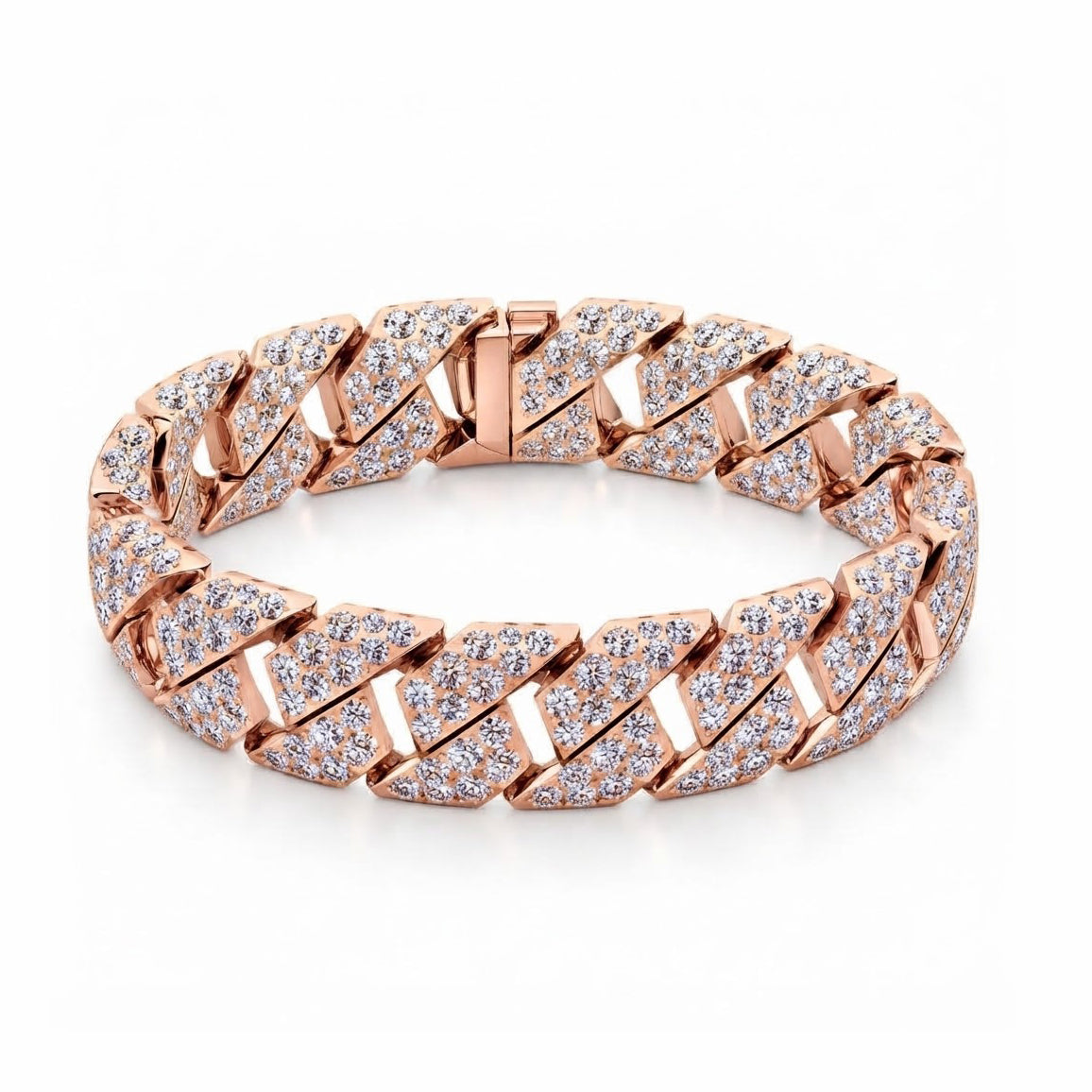 14mm Full Pave Moissanite Double Row Cuban Bracelet