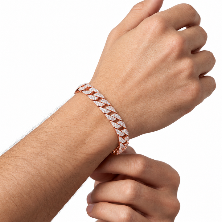 14mm Full Pave Moissanite Double Row Cuban Bracelet