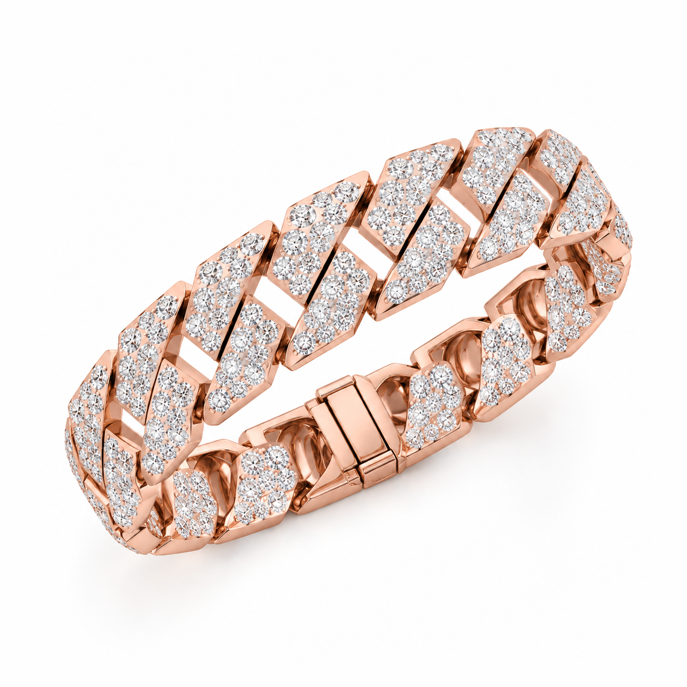 14mm Full Pave Moissanite Double Row Cuban Bracelet