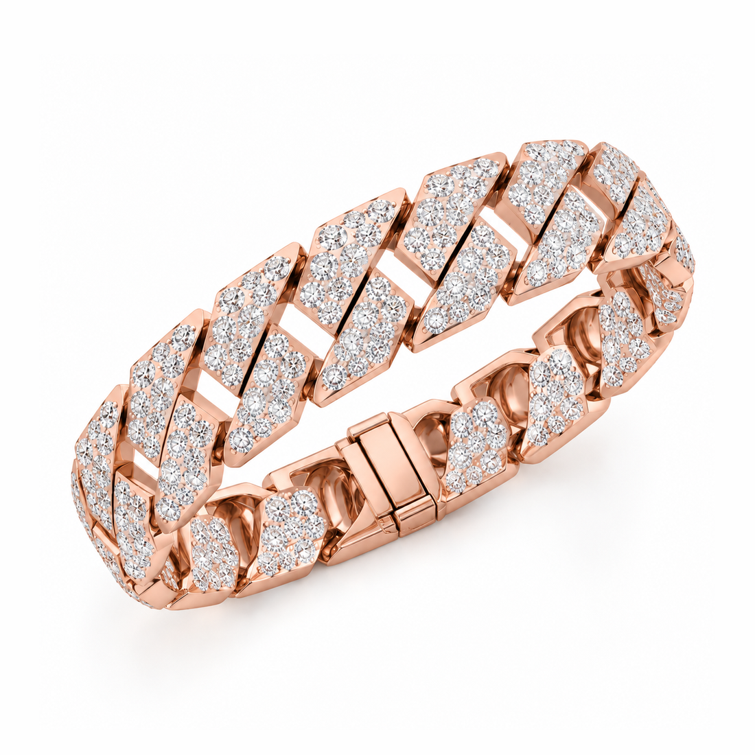 14mm Full Pave Moissanite Double Row Cuban Bracelet