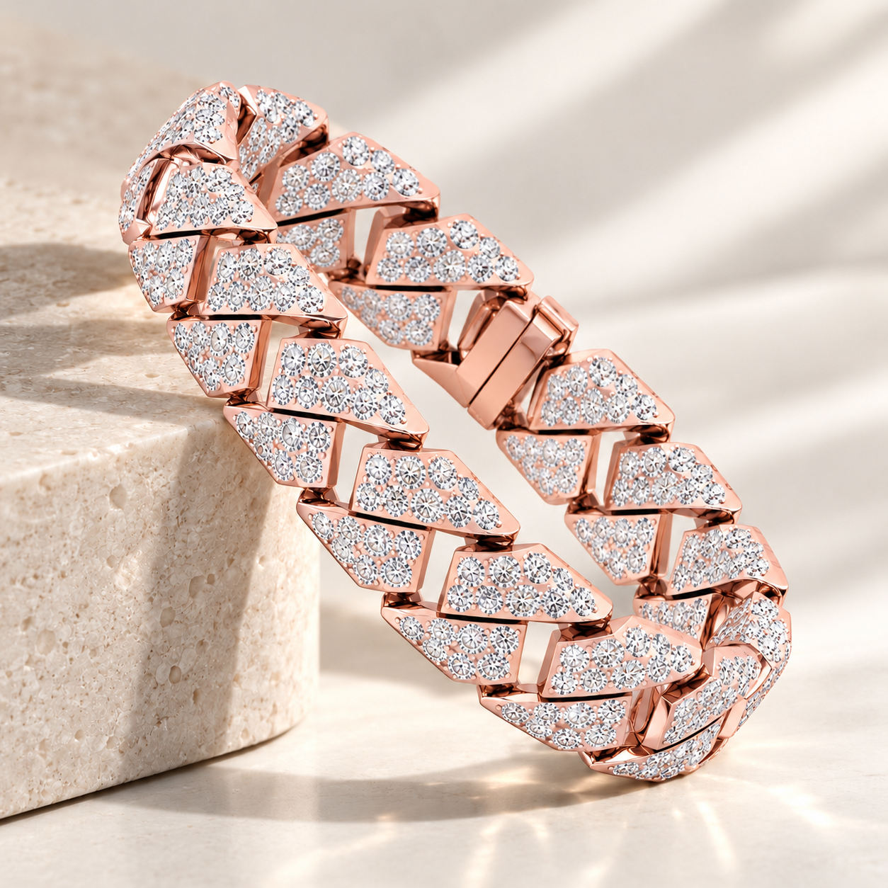 14mm Full Pave Moissanite Double Row Cuban Bracelet