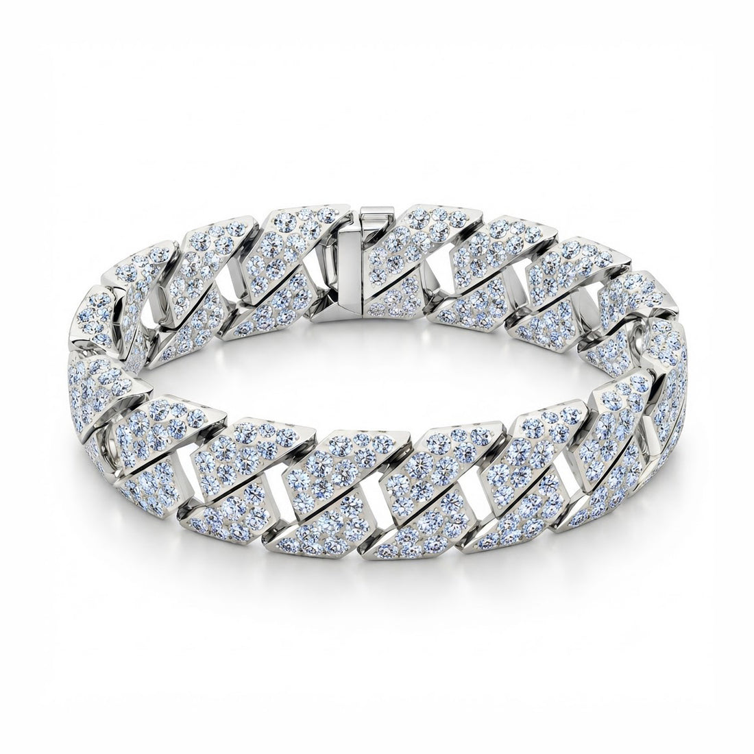 14mm Full Pave Moissanite Double Row Cuban Bracelet