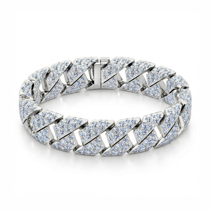 14mm Full Pave Moissanite Double Row Cuban Bracelet