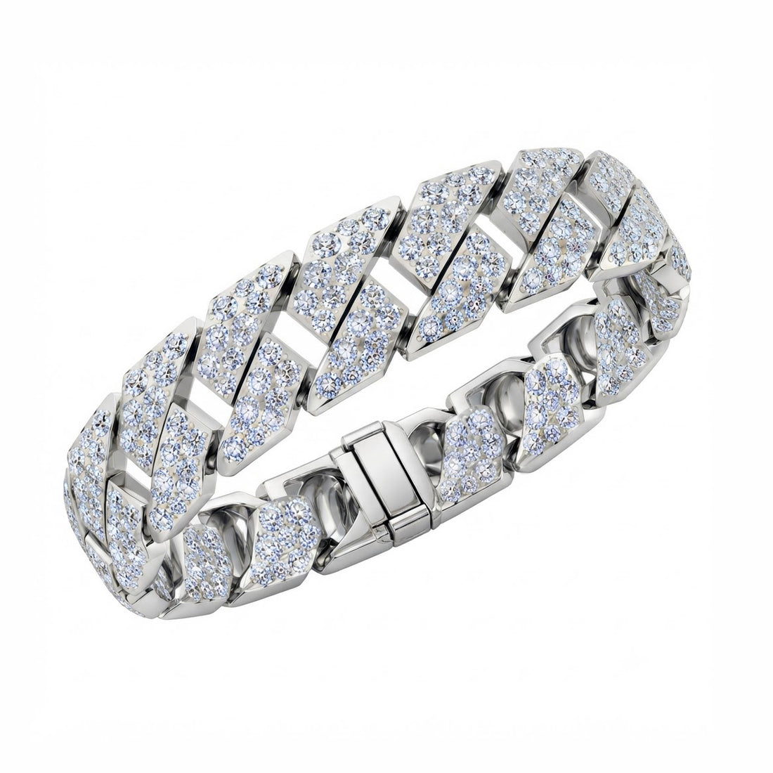 14mm Full Pave Moissanite Double Row Cuban Bracelet