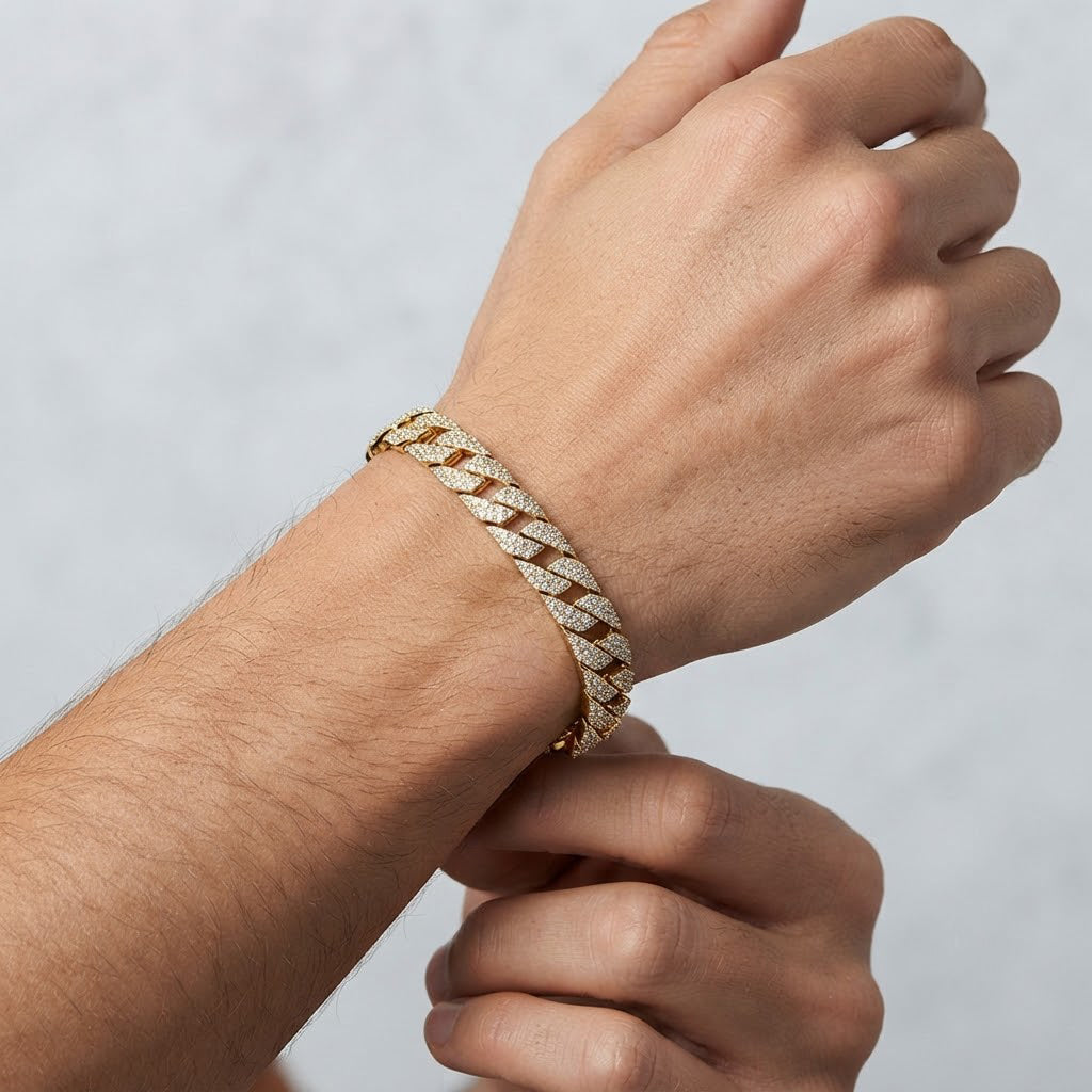 14mm Full Pave Moissanite Double Row Cuban Bracelet