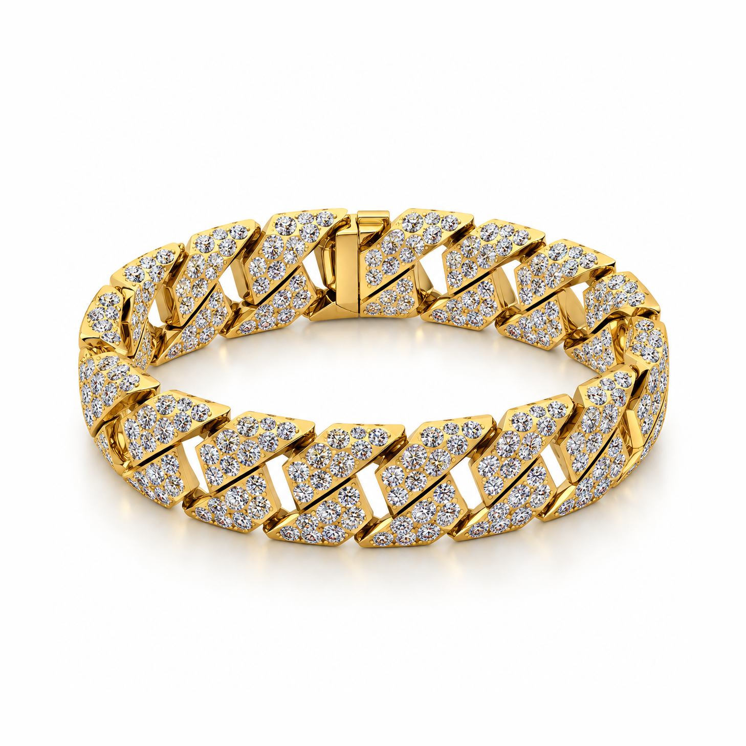 14mm Full Pave Moissanite Double Row Cuban Bracelet