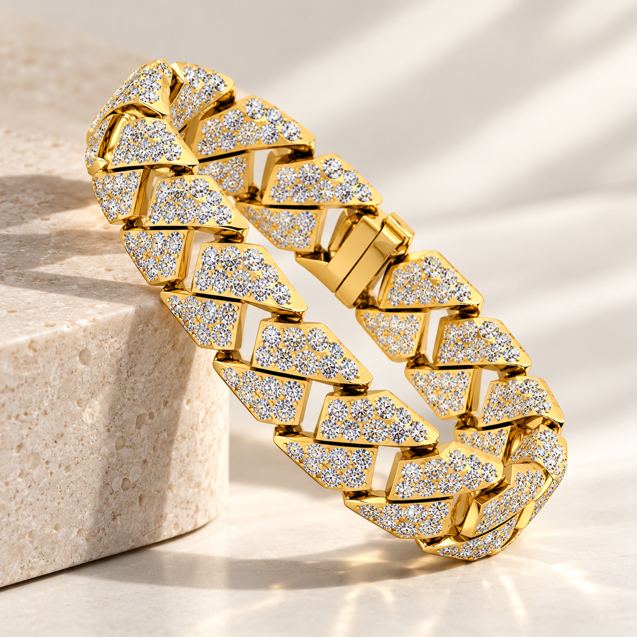 14mm Full Pave Moissanite Double Row Cuban Bracelet
