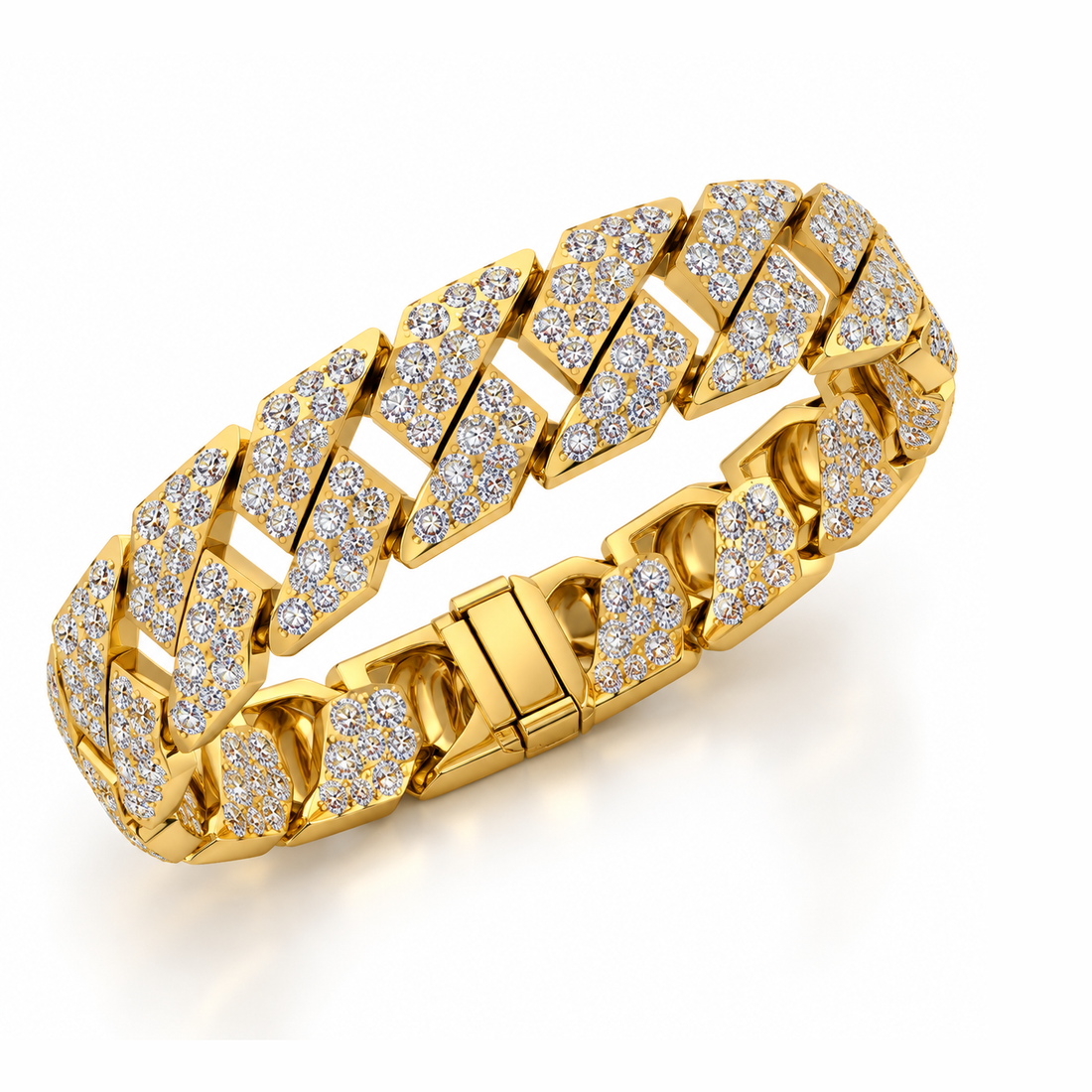 14mm Full Pave Moissanite Double Row Cuban Bracelet
