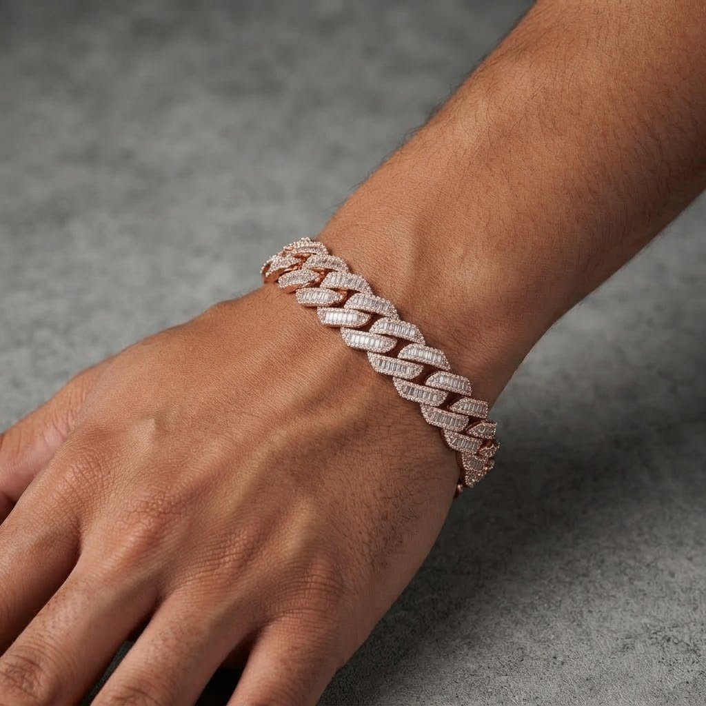 18MM Pave Moissanite Baguette Diamond Miami Cuban Link Bracelet