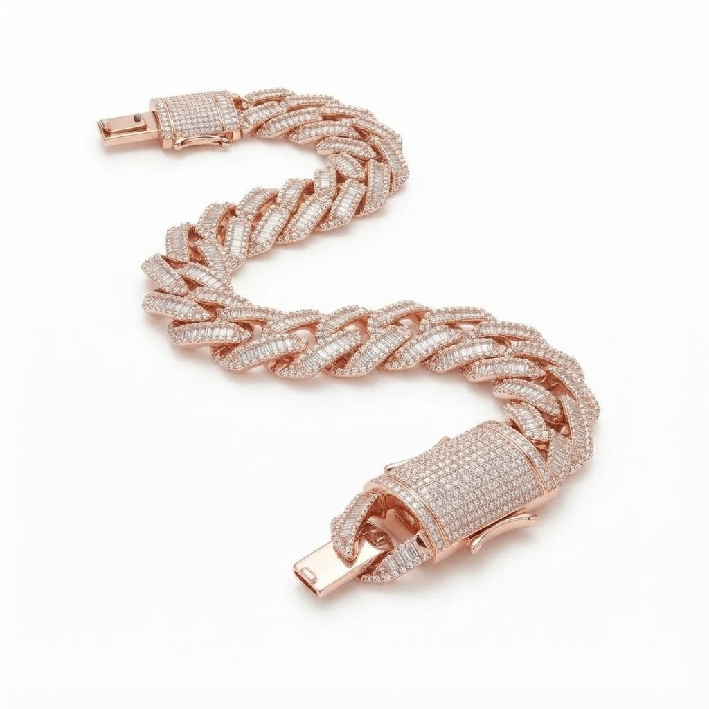 18MM Pave Moissanite Baguette Diamond Miami Cuban Link Bracelet
