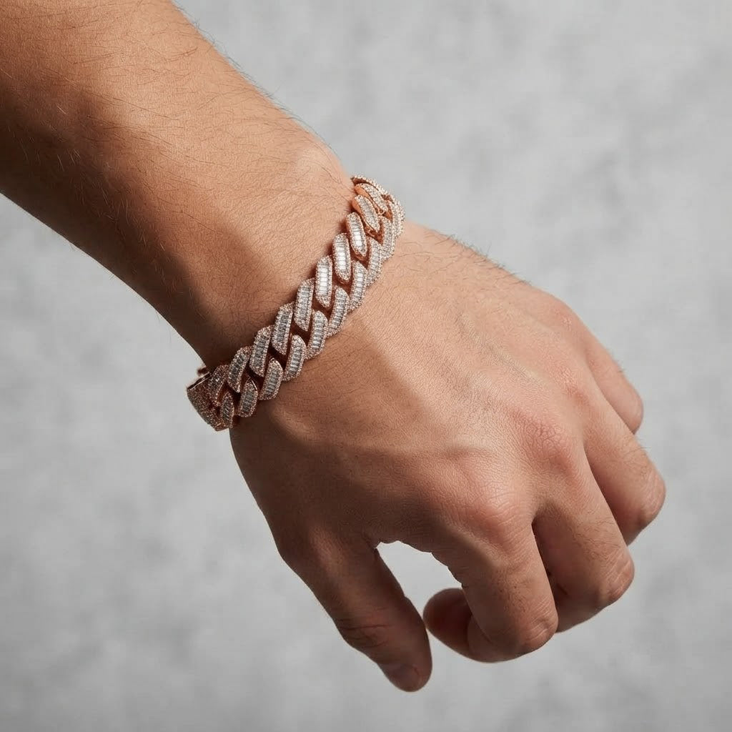 18MM Pave Moissanite Baguette Diamond Miami Cuban Link Bracelet