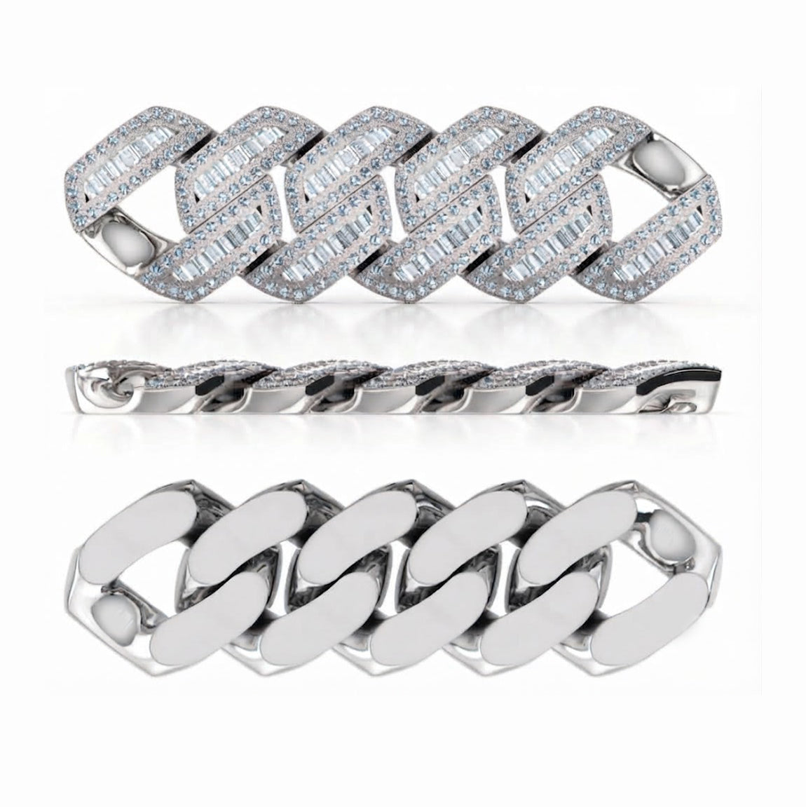 18MM Pave Moissanite Baguette Diamond Miami Cuban Link Bracelet