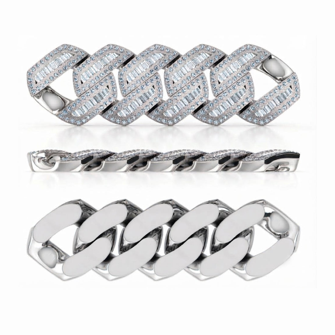 18MM Pave Moissanite Baguette Diamond Miami Cuban Link Bracelet