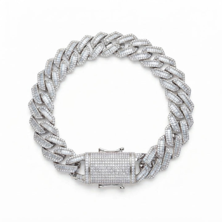 18MM Pave Moissanite Baguette Diamond Miami Cuban Link Bracelet