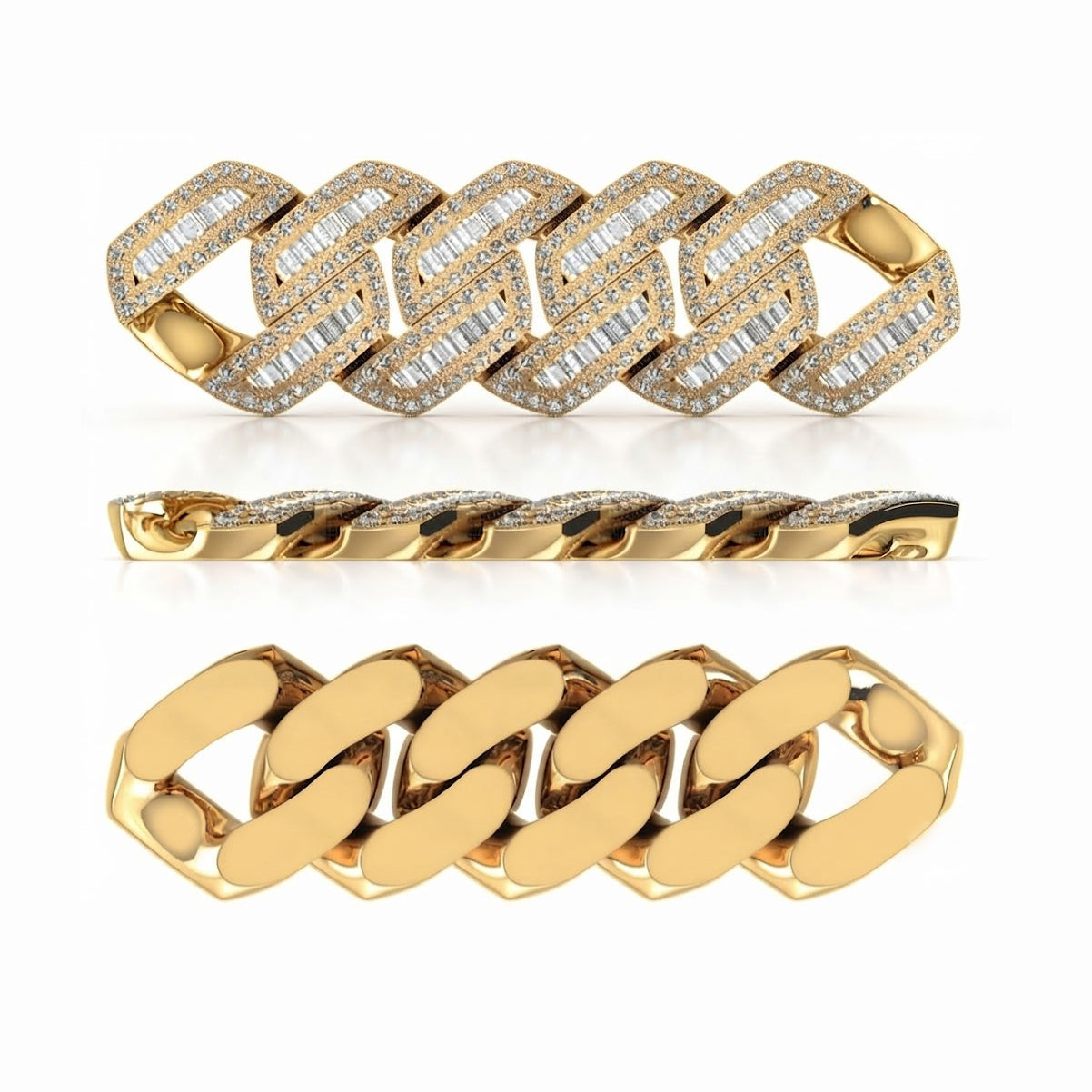 18MM Pave Moissanite Baguette Diamond Miami Cuban Link Bracelet