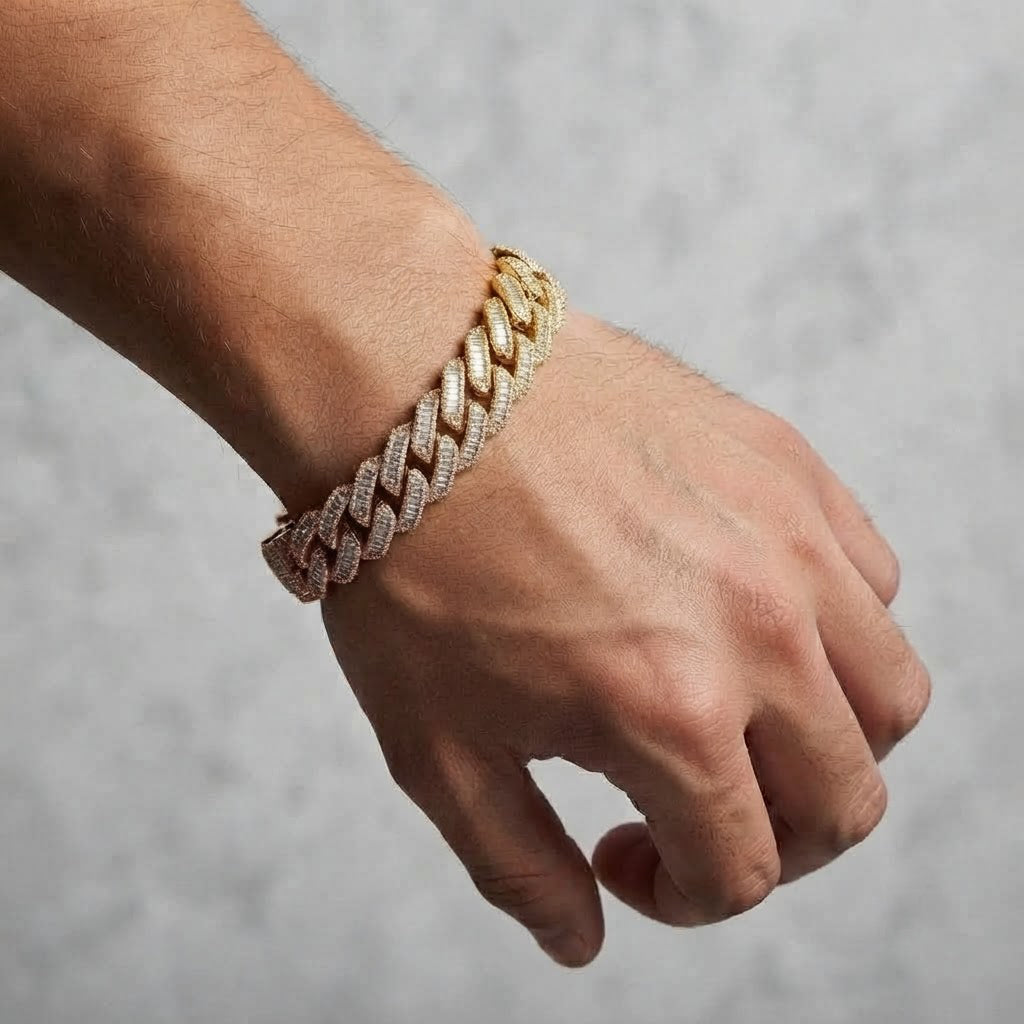 18MM Pave Moissanite Baguette Diamond Miami Cuban Link Bracelet