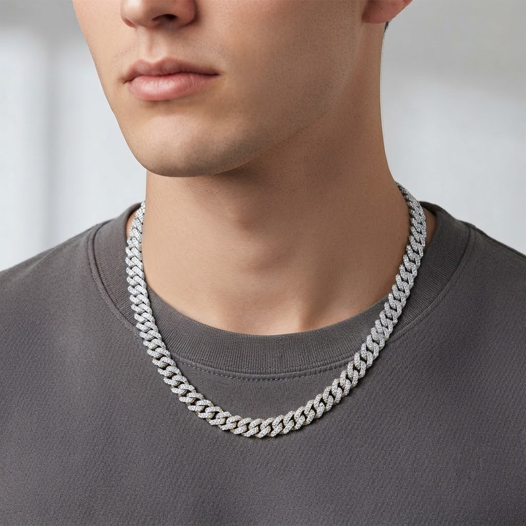 8MM Moissanite Cuban Link Chain for Men's