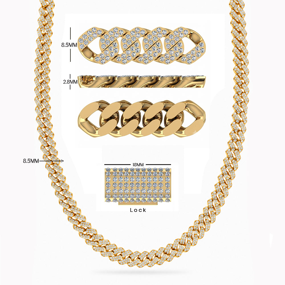 8MM Moissanite Cuban Link Chain for Men's