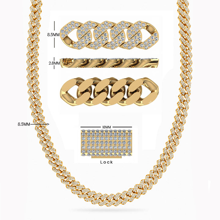 8MM Moissanite Cuban Link Chain for Men's