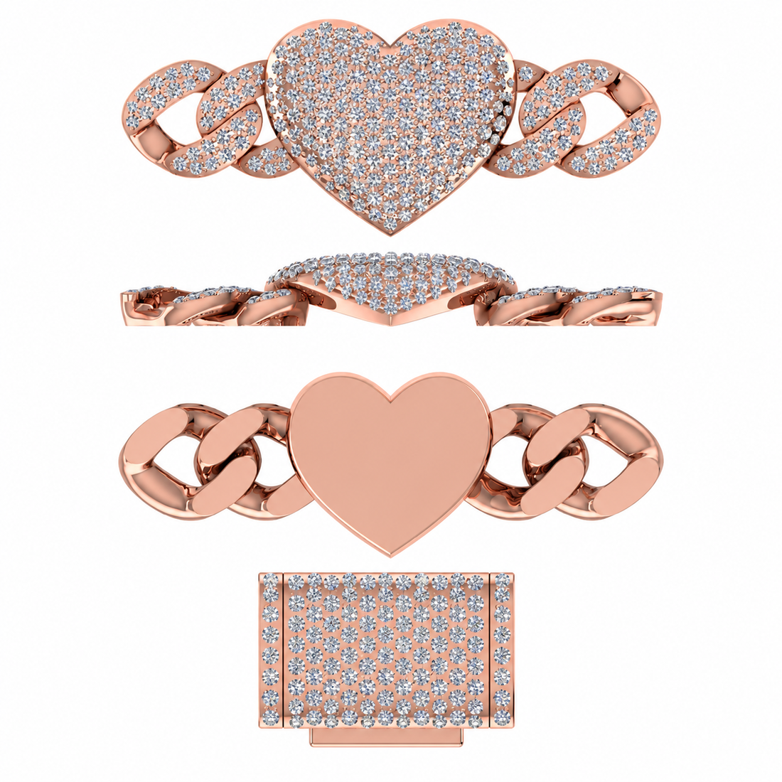 8MM Diamond Heart Link Chain Necklace