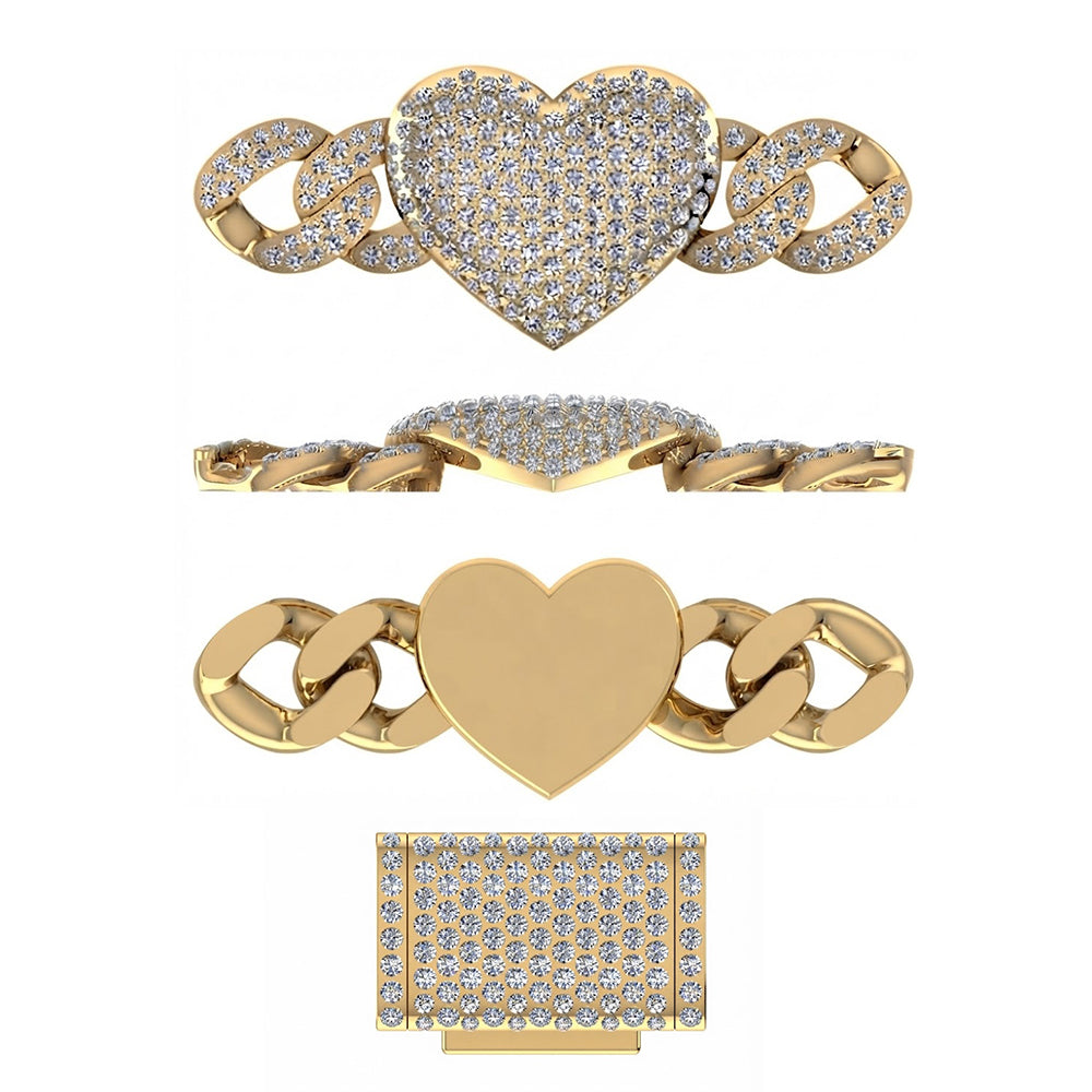 8MM Diamond Heart Link Chain Necklace