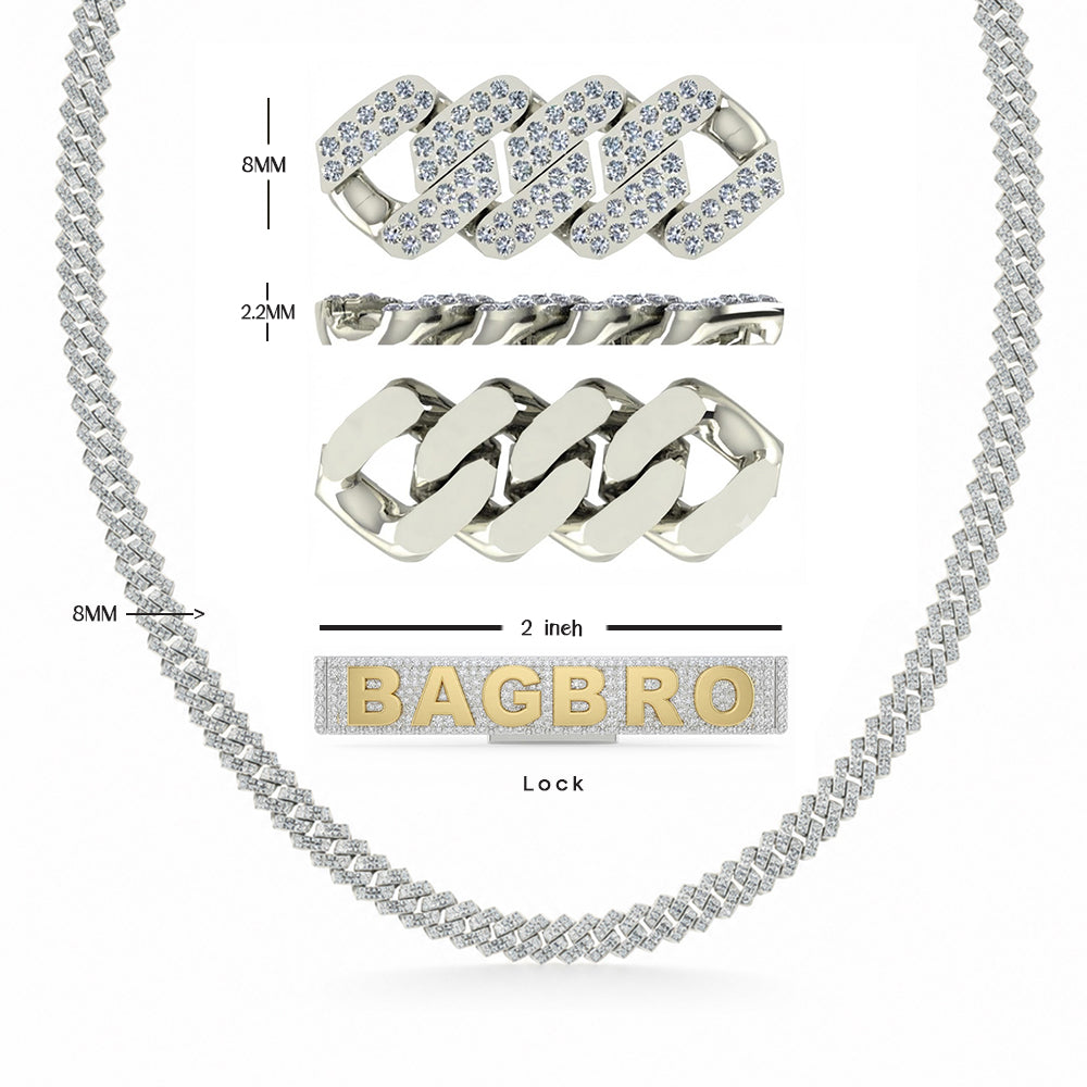 Moissanite Cuban Link Chain in 8MM