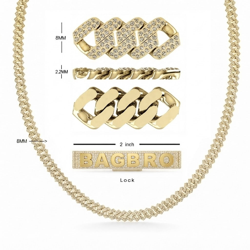 Moissanite Cuban Link Chain in 8MM